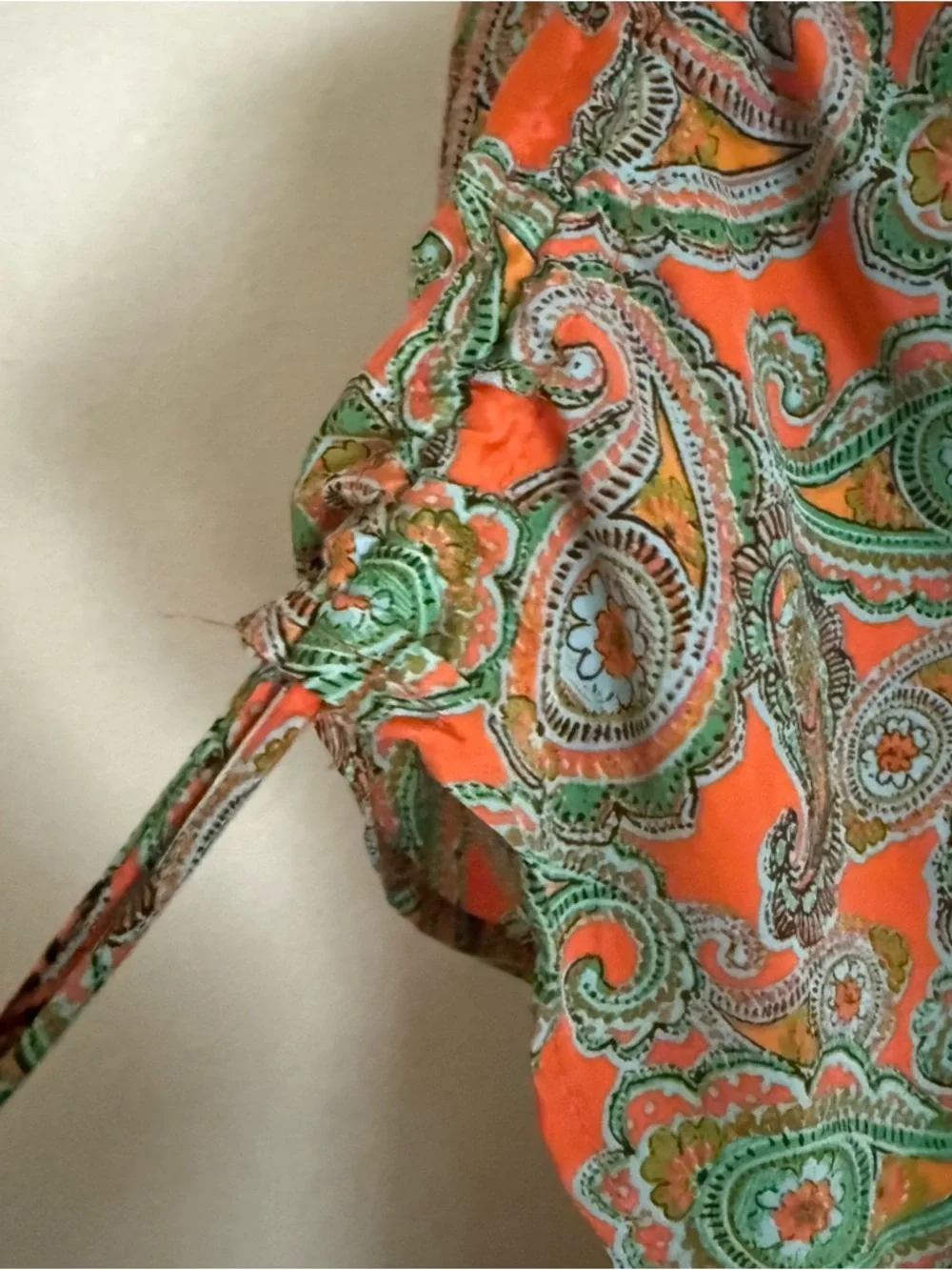 Paisley Print Orange & Green Maxi Dress with Center Panel - Picture 15 of 16